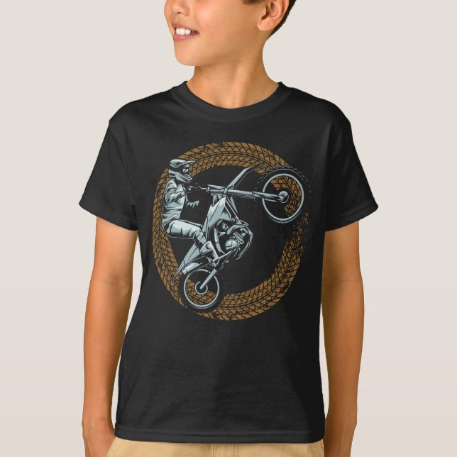 Dirt Bike Motocross Wheel Motorbiker T Shirt (Framsida)