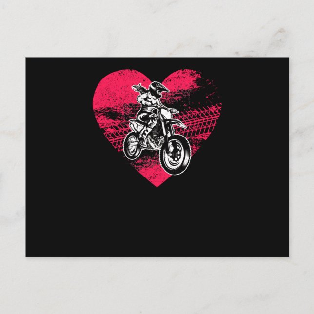 Dirt Bike Motorcross MX Rider Valentine Day Bike Vykort (Framsida)