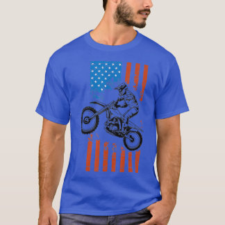 Dirt Bike Motorcycle Motocross American Flagga T Shirt