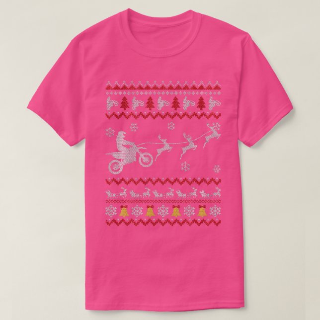 Dirt Bike Motorcycle Pajama Ugly jul Biker G T Shirt (Design framsida)