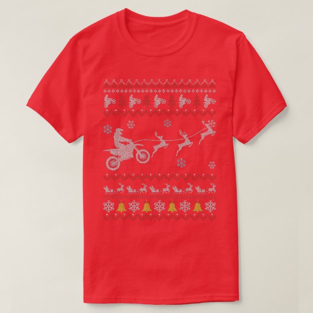 Dirt Bike Motorcycle Pajama Ugly jul-Biker T Shirt (Design framsida)