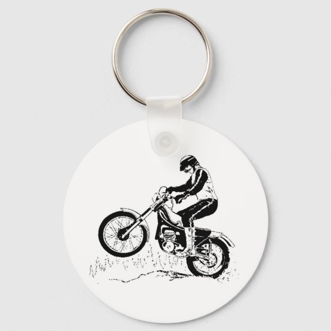 Dirt Bike MotorCycle Rider Black Silhouette Nyckelring (Framsida)