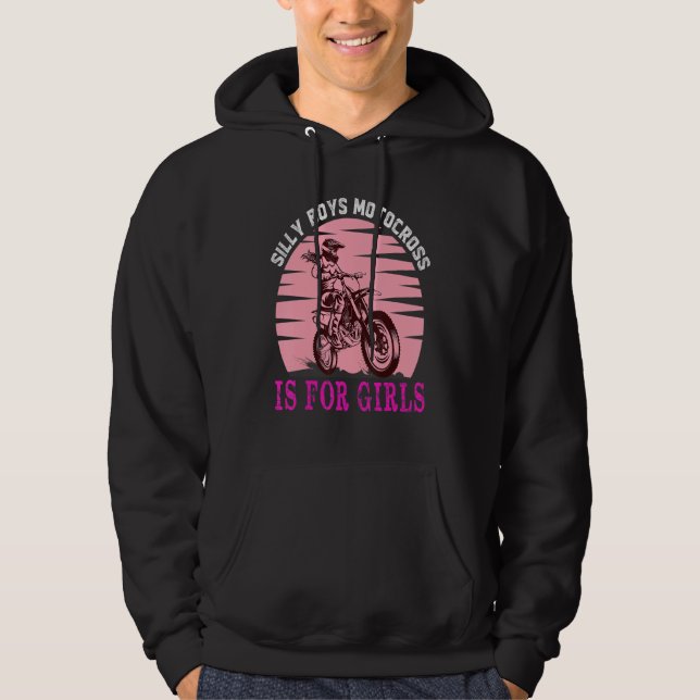 Dirt Bike Motorcykel Tävla Motocross Girl Quote 1 Hoodie (Framsida)