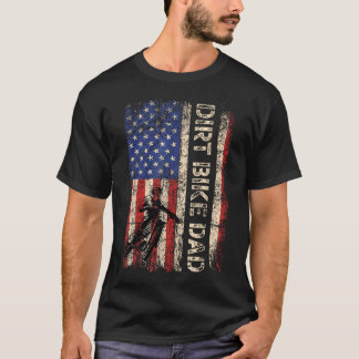 Dirt Bike Pappa Amerikansk Usa Flagga Motocross Mo T Shirt