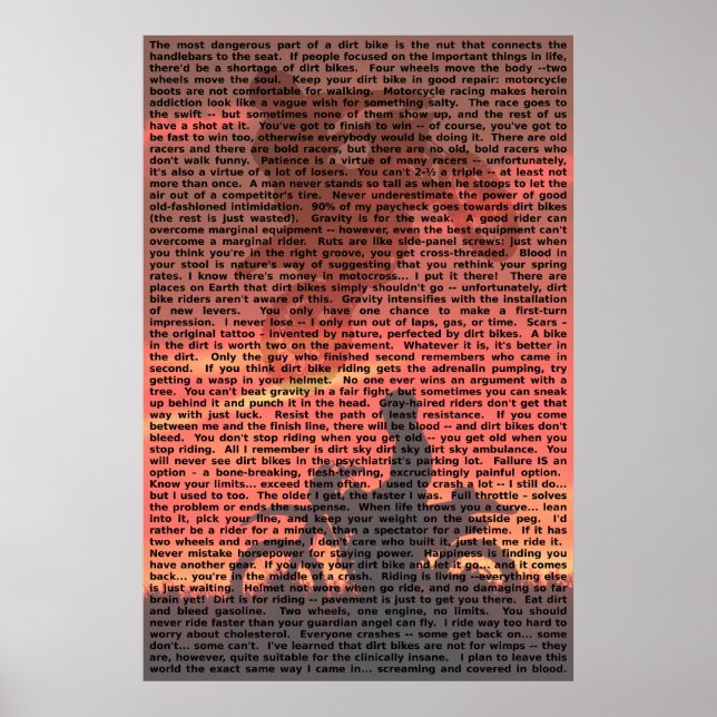 Dirt Bike Quote Poster 001 (Framsidan)