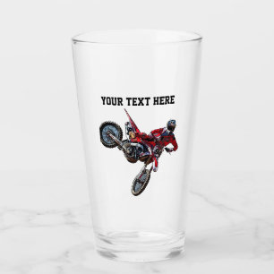 Dirt Bike Red Anpassningsbar Sports Namn Tävla Glaskopp