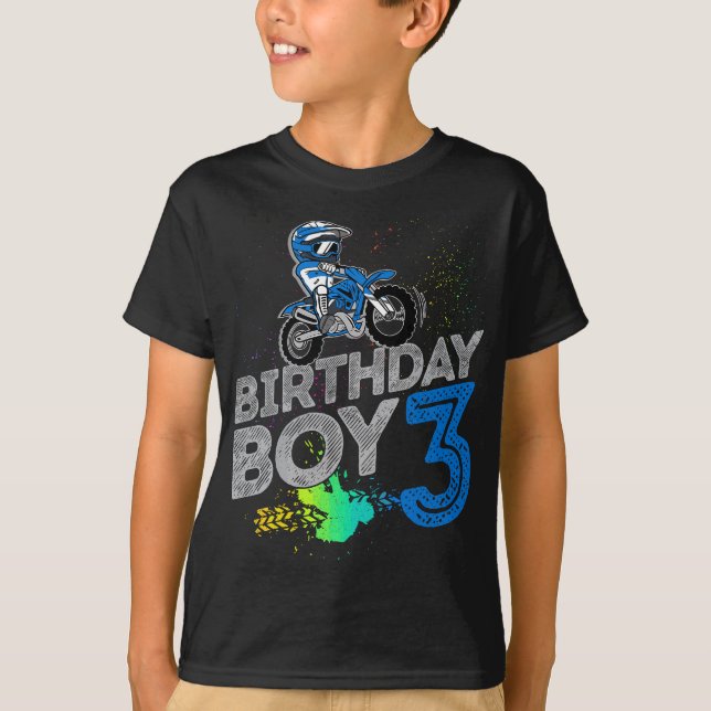 Dirt Bike Rider 3 år gammal Motocross 3:e födelsed T Shirt (Framsida)