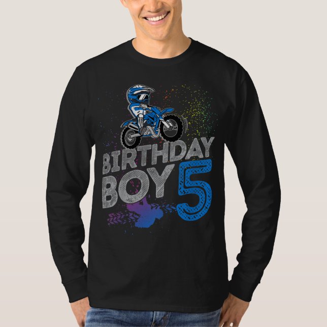 Dirt Bike Rider 5 år gammal Motocross 5:e födelsed T Shirt (Framsida)
