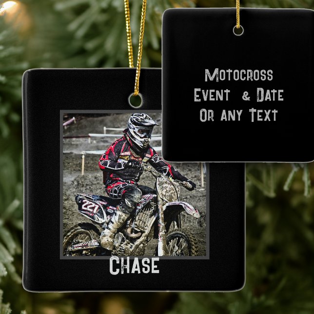 Dirt Bike Rider Boys Photo Square Ornament (Skapare uppladdad)