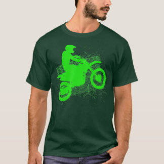 Dirt Bike Rider Däck Tracks Neon Grönt Youth T Shirt