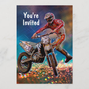Dirt Bike Rider i Crystal Rain Storm Inbjudningar