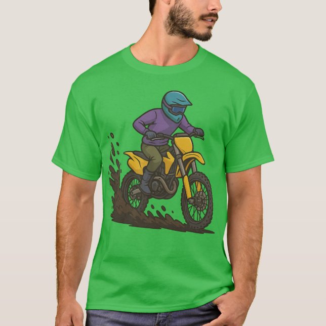 Dirt Bike Rider in Action T Shirt (Framsida)