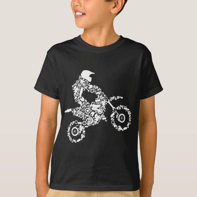 Dirt Bike Rider Motocross Enduro Dirt Biking Boys T Shirt (Framsida)