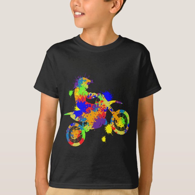 Dirt Bike Rider Motocross Enduro Dirt Biking Boys T Shirt (Framsida)