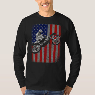 Dirt Bike Rider Motocross Racer American Flagga T Shirt