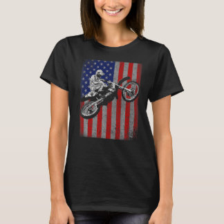 Dirt Bike Rider Motocross Racer American Flagga T Shirt