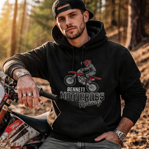 Dirt Bike Rider Motocross Racing - Anpassat Namn Hoodie