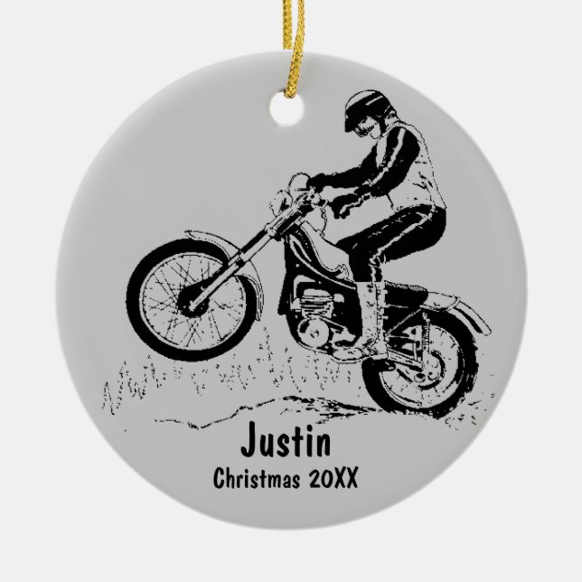 Dirt Bike Rider Ornament (silver grått) (Framsidan)