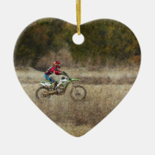 Dirt Bike Riding Julgransprydnad Keramik