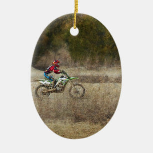 Dirt Bike Riding Julgransprydnad Keramik