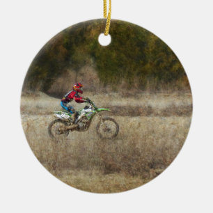 Dirt Bike Riding Julgransprydnad Keramik