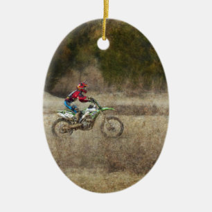 Dirt Bike Riding Julgransprydnad Keramik