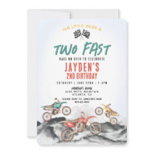 Dirt Bike Second Födelsedagsfest inbjudan för Boy