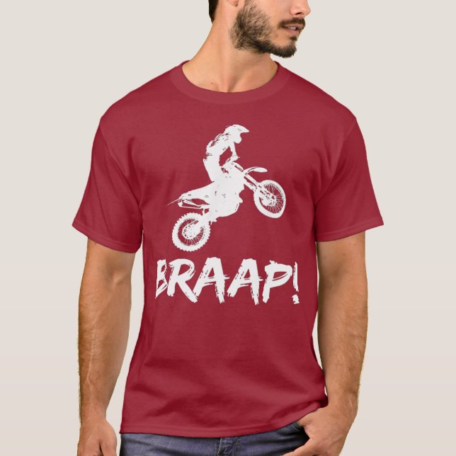 Dirt Bike Silhouette Braap 2 Stroke Supercross T Shirt (Framsida)