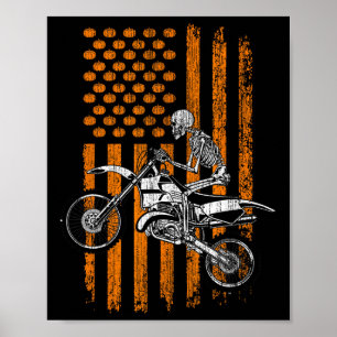 Dirt Bike Skeleton Halloween Manar Boys Dirt Bike  Poster