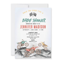 Dirt Bike Tävling Baby Shower-inbjudan till Boy