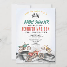 Dirt Bike Tävling Baby Shower-inbjudan till Boy