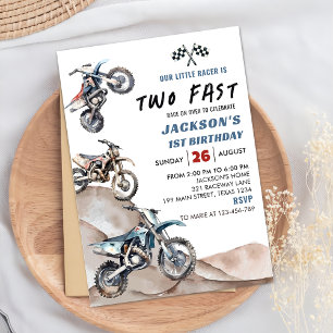 Dirt Bike Tävling Boy 2:a födelsedagsinbjudan Inbjudningar