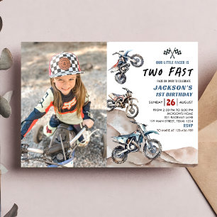 Dirt Bike Tävling Boy 2:a födelsedagsinbjudan om f Inbjudningar
