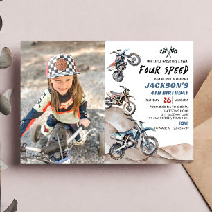 Dirt Bike Tävling Boy 4e födelsedagen Photo Invest Inbjudningar