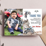 Dirt Bike Tävling Boy Birthday Photo - tackkort Tack Kort<br><div class="desc">Dirt Bike Tävling Boy Birthday Photo - tackkort</div>