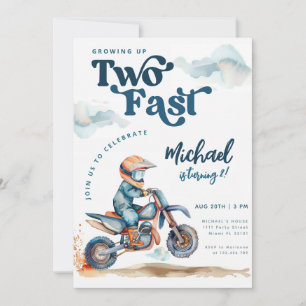 Dirt Bike Two Fast Birthday Inbjudningar