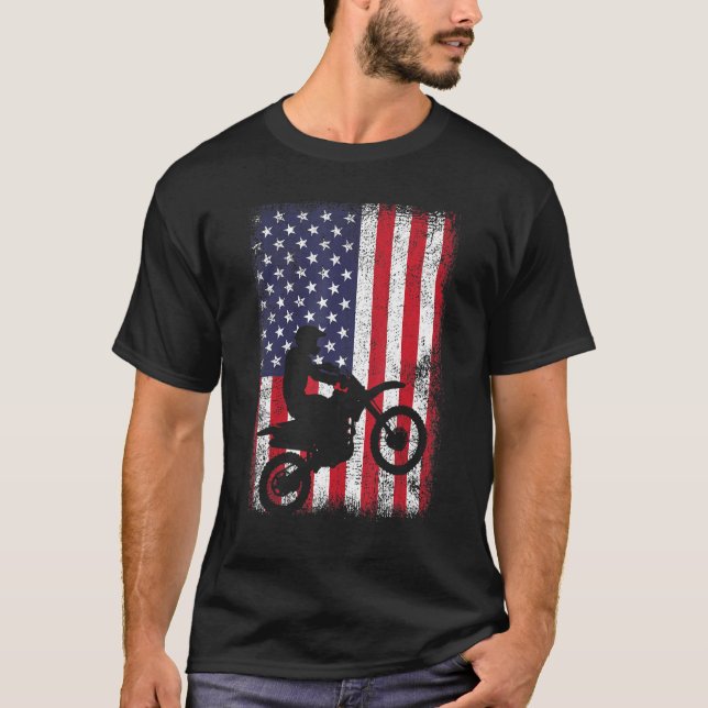 Dirt Bike USA flagga Costume Motocross American Fl T Shirt (Framsida)