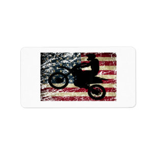 Dirt Bike USA flagga T-Shirt Motocross American Fl Adressetikett
