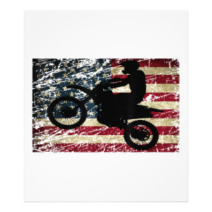 Dirt Bike USA flagga T-Shirt Motocross American Fl Fototryck