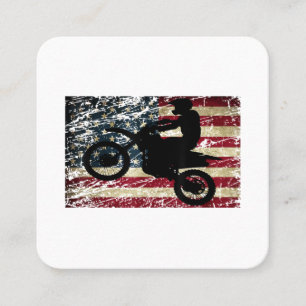 Dirt Bike USA flagga T-Shirt Motocross American Fl Fyrkantigt Visitkort