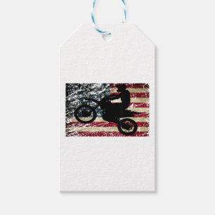 Dirt Bike USA flagga T-Shirt Motocross American Fl Presentetikett