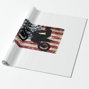 Dirt Bike USA flagga T-Shirt Motocross American Fl Presentpapper