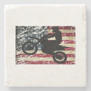 Dirt Bike USA flagga T-Shirt Motocross American Fl Stenunderlägg