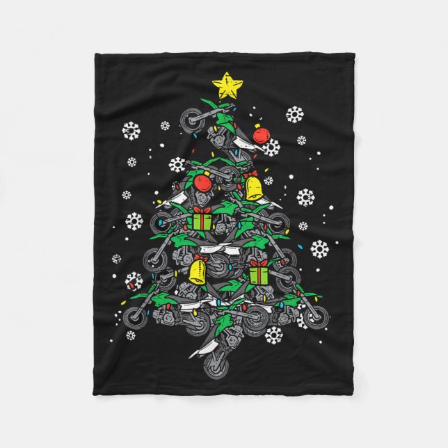Dirt Bikes Christmas Tree Xmas Motocross Men Boy  Fleecefilt (Framsidan)