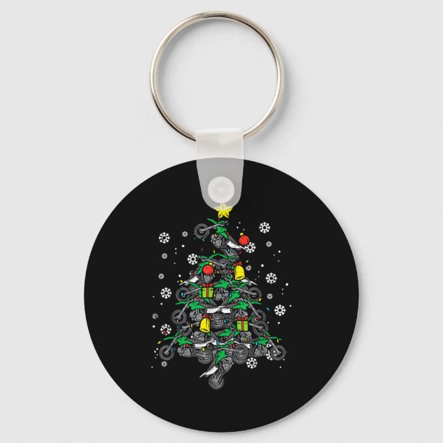 Dirt Bikes Christmas Tree Xmas Motocross Men Boy  Nyckelring (Framsida)