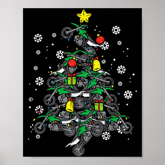 Dirt Bikes Christmas Tree Xmas Motocross Men Boy  Poster (Framsidan)