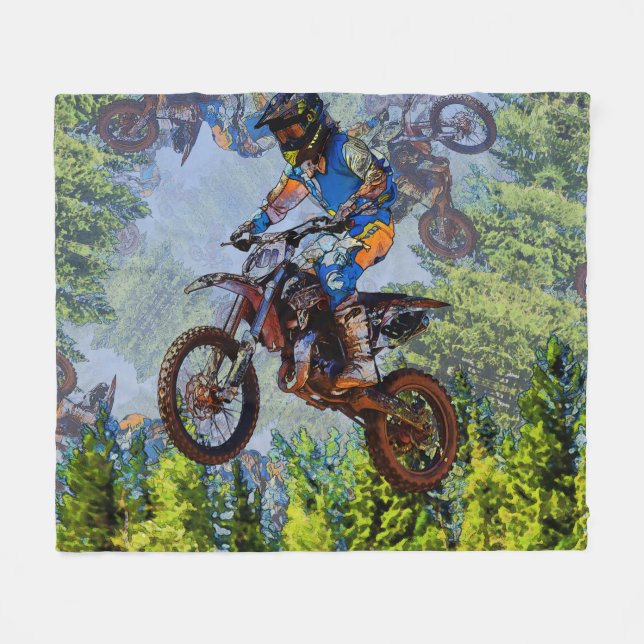 Dirt-Biking Fools - Motocross Racer Fleece Blanket (Framsidan (Horisontell))