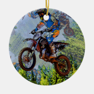 Dirt-Biking Fools - Motocross Racers Julgransprydnad Keramik