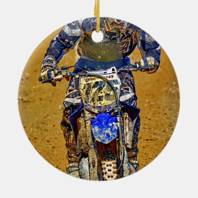 Dirt-Biking Moto-X Champ Designer #Gift Julgransprydnad Keramik (Baksidan)