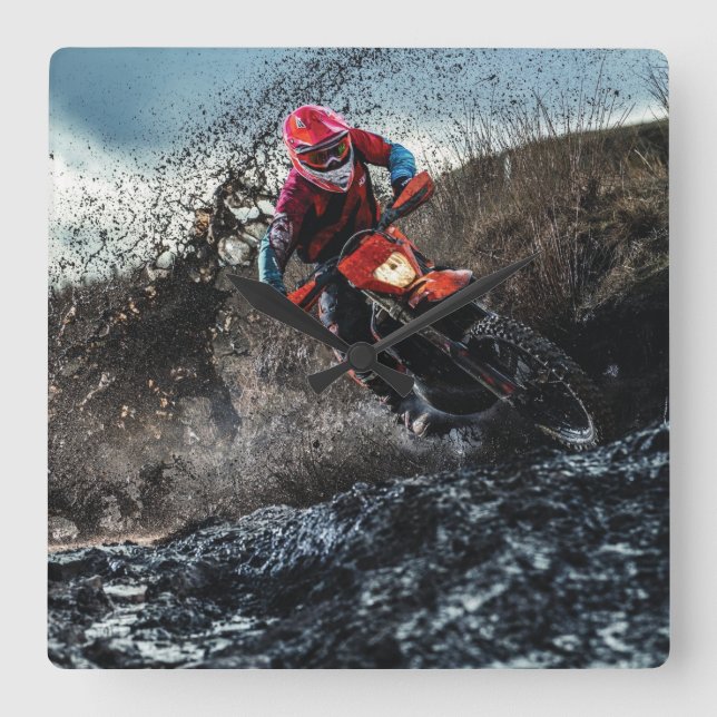 Dirt Cyrider dekorativ kudde Fyrkantig Klocka (Framsida)